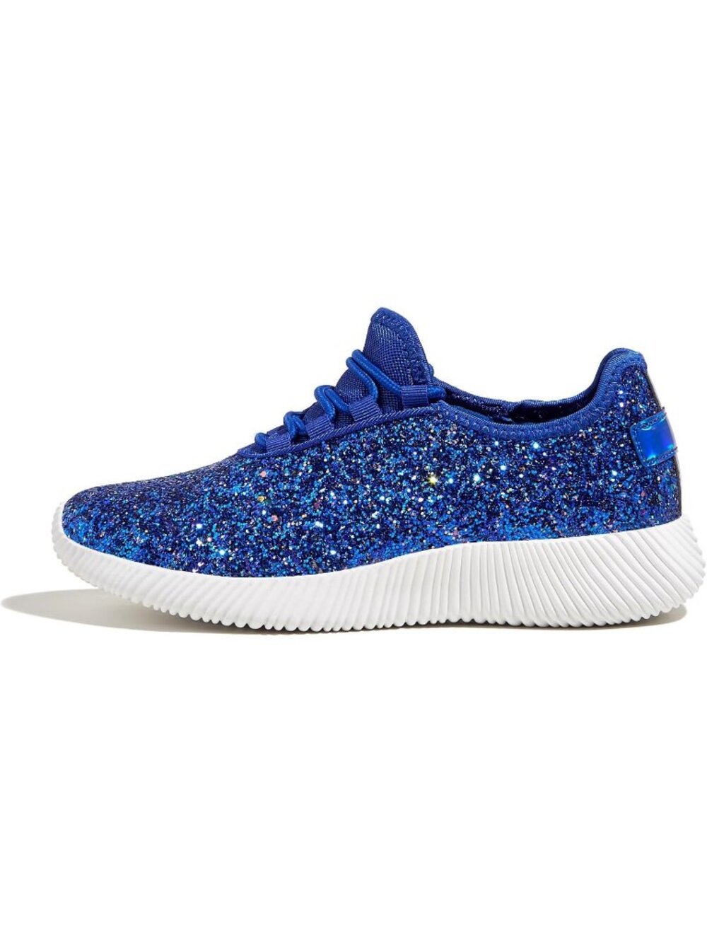 Women's Royal Blue Glitter Lightweight Slip On Running Fashion Walking Sneaker